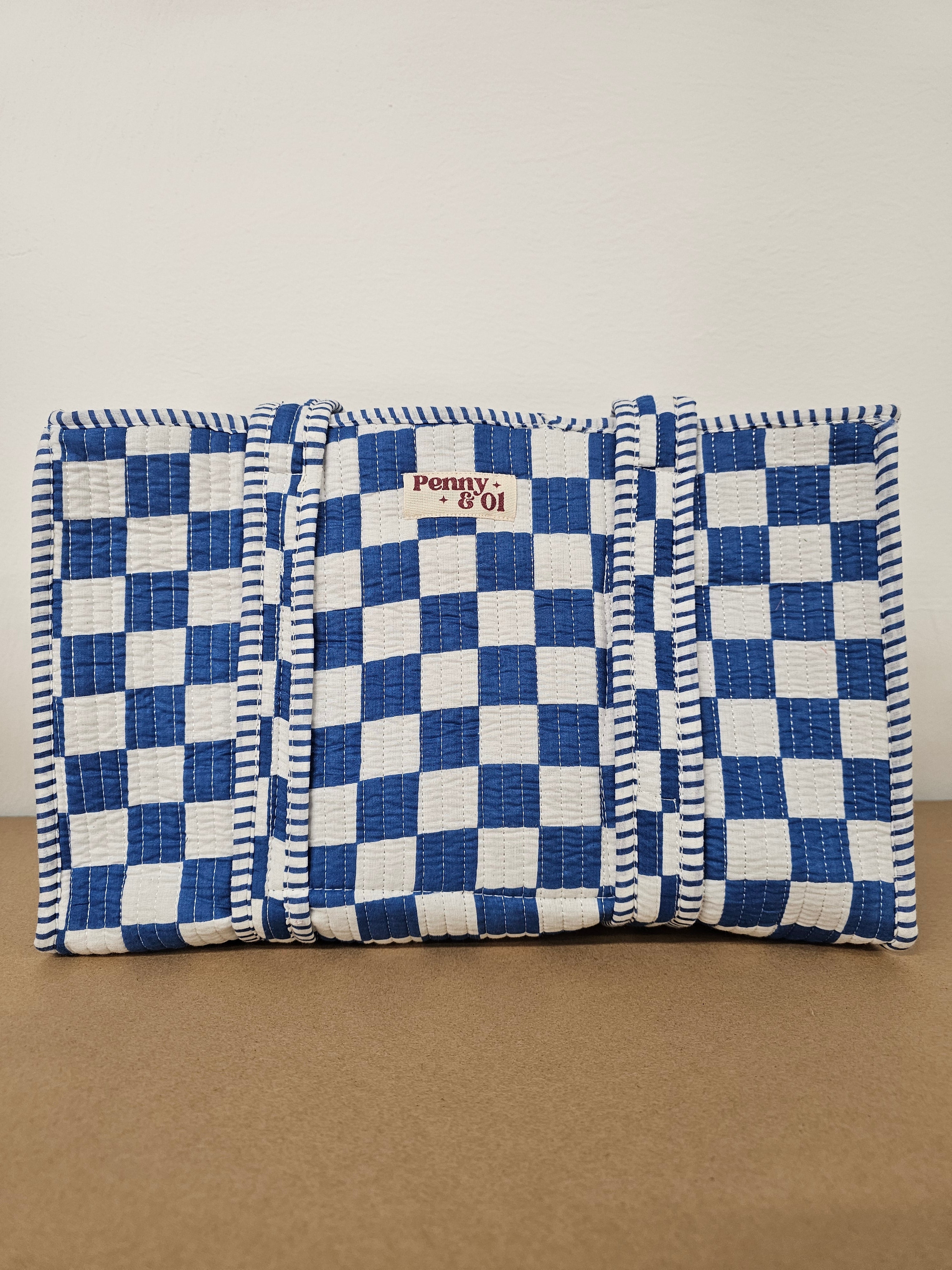 Blue Checkerboard Collection. Cotton, handmade tote bags