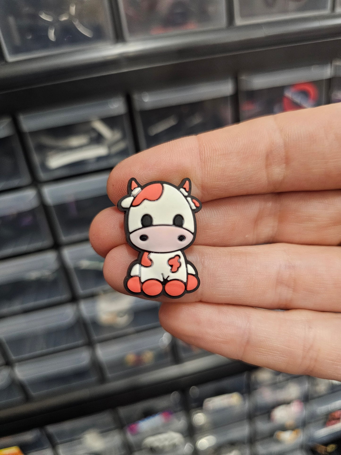 Red cow shoe charm