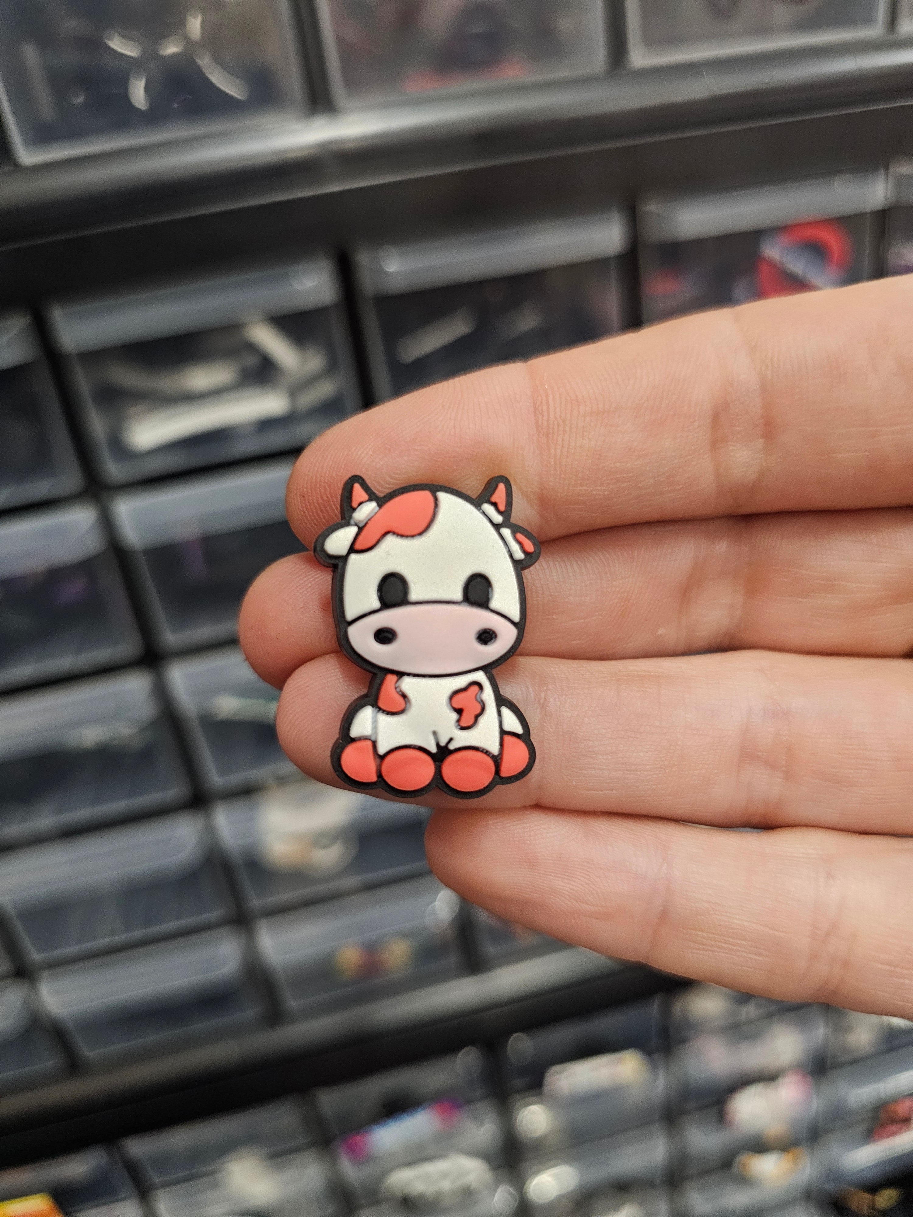 Red cow shoe charm