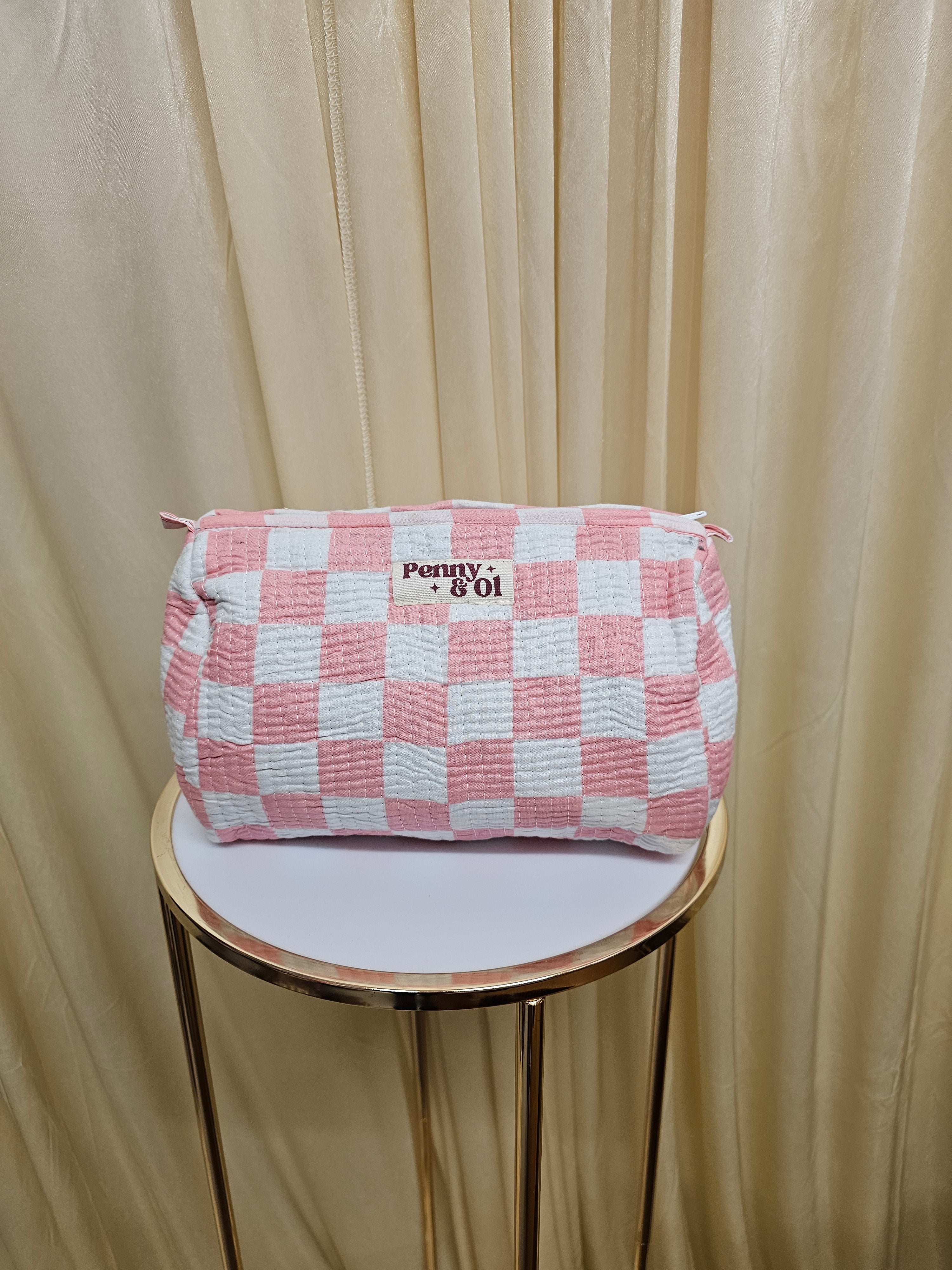 Checkerboard Waterproof Travel Zip Pouch - Penny & Ol