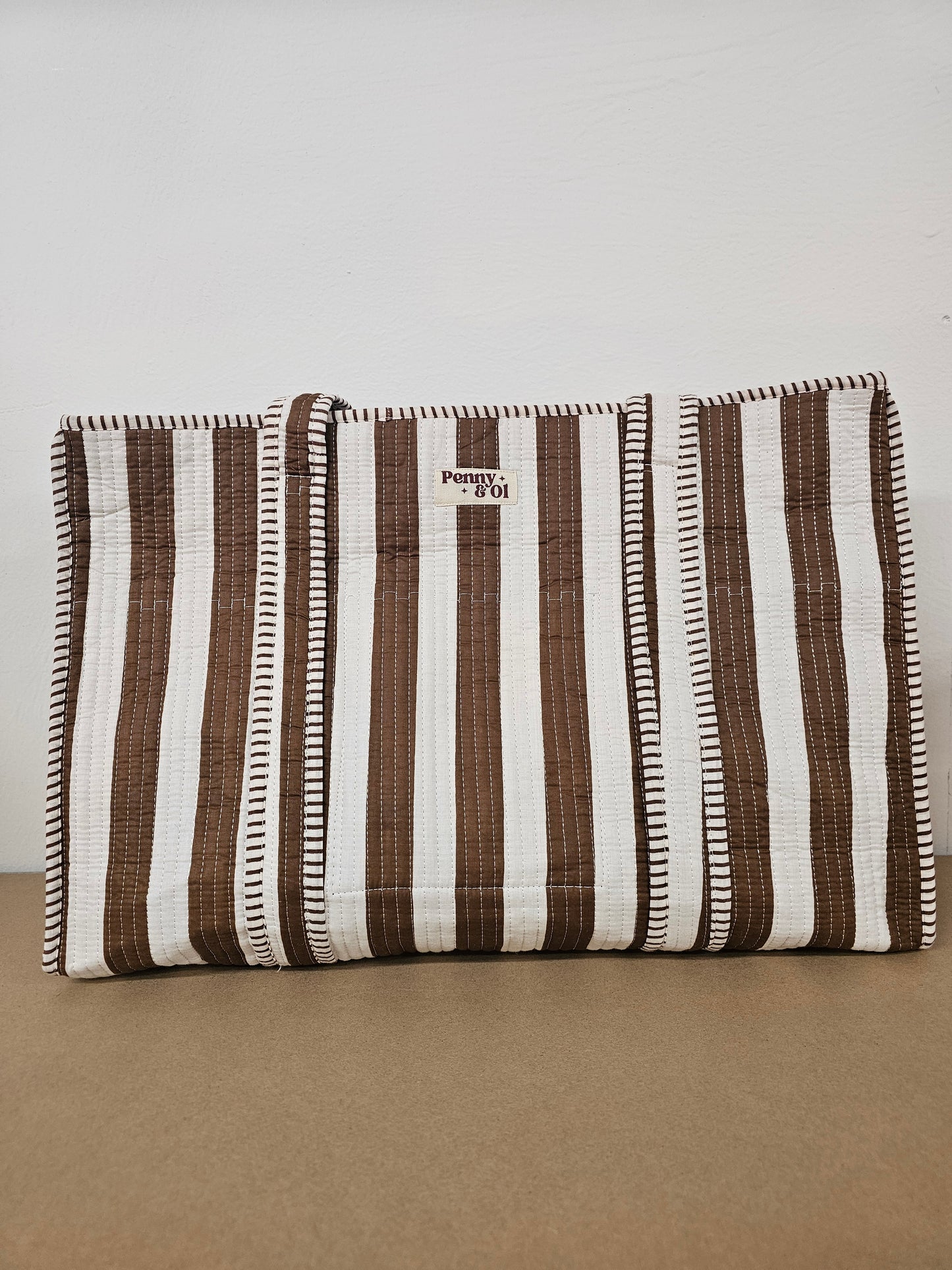 Brown Stripes Collection. Cotton, handmade tote bags
