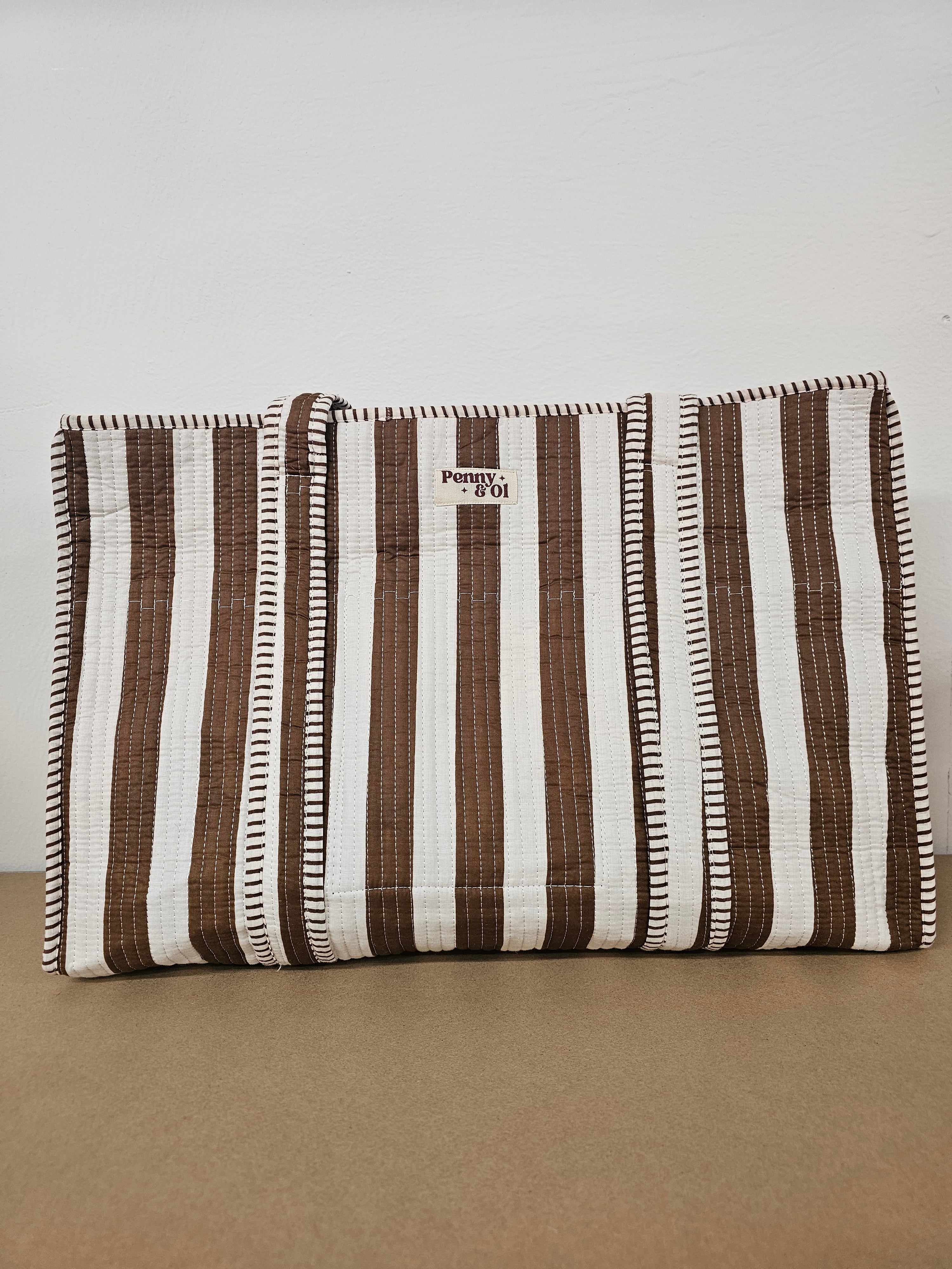 Brown Stripes Collection. Cotton, handmade tote bags