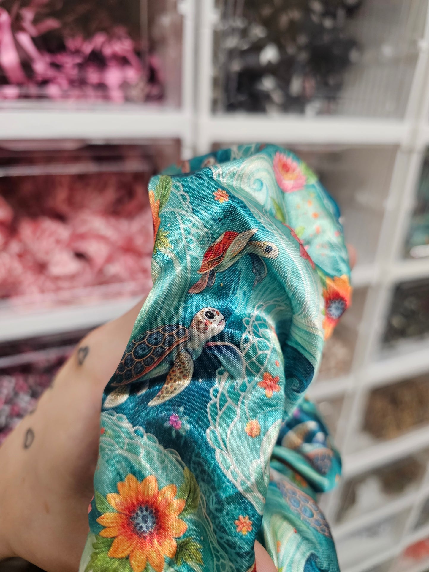 Turtle Bay XL Satin Hair Scrunchie