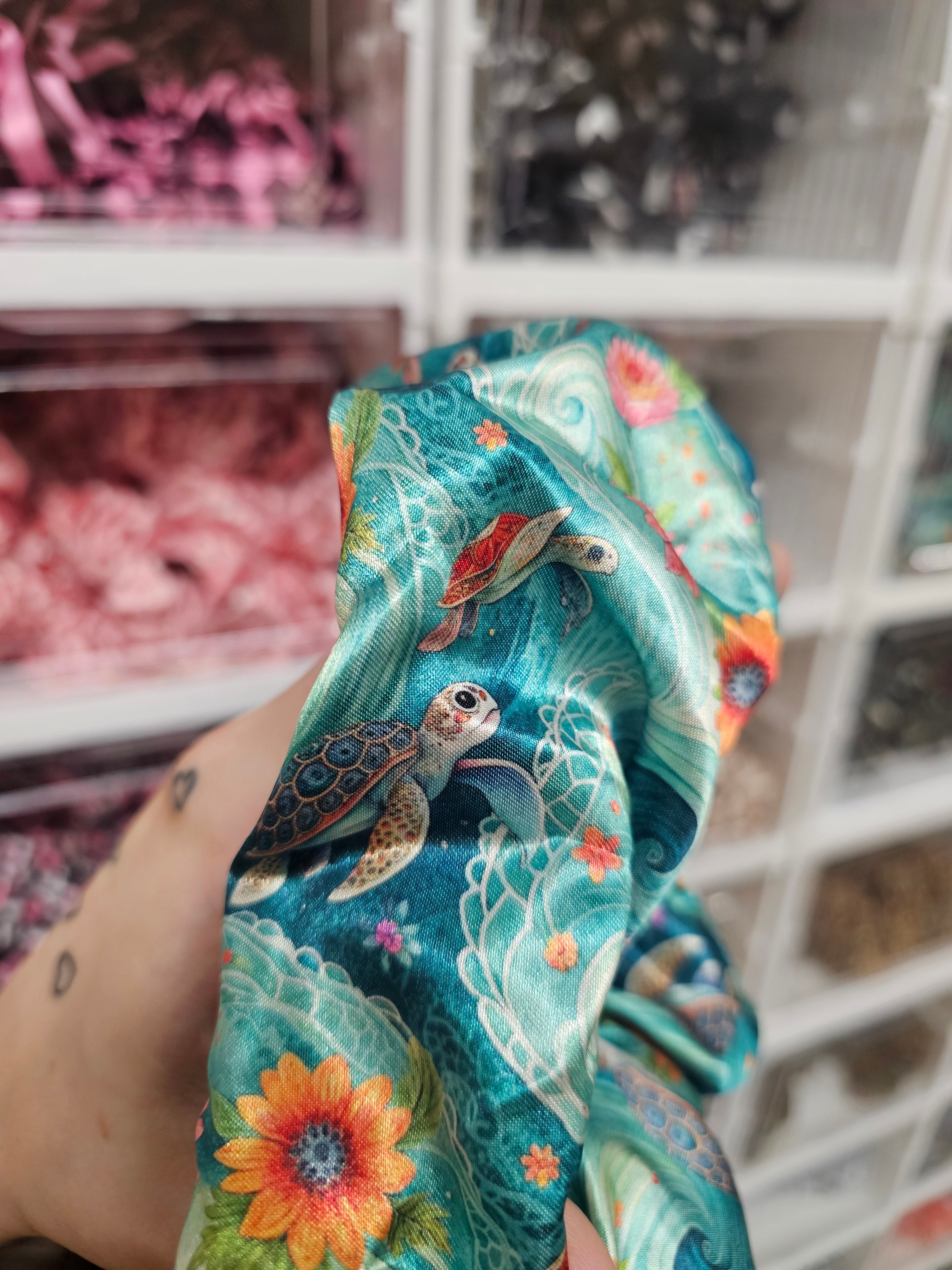 Turtle Bay XL Satin Hair Scrunchie