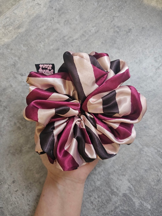 Blackcurrant Stripes XL Satin Hair Scrunchie
