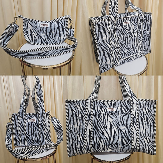 Grey Tiger Print collection, tote bags. Cotton tote bags all sizes.