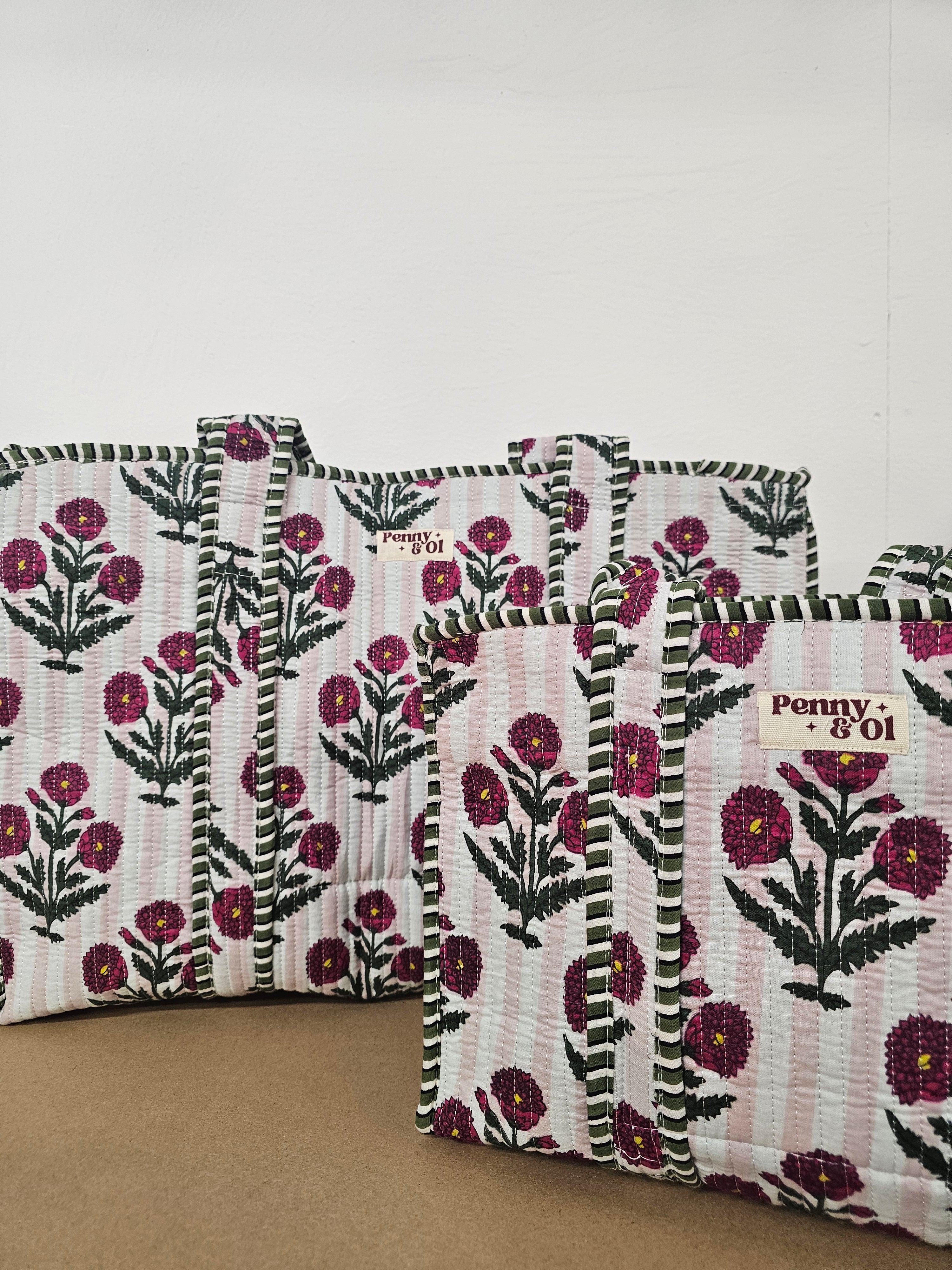 Florence Collection. Cotton, handmade tote bags