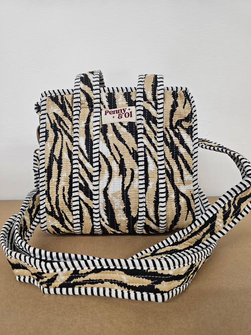 Beige Tiger Collection. Cotton, handmade tote bags