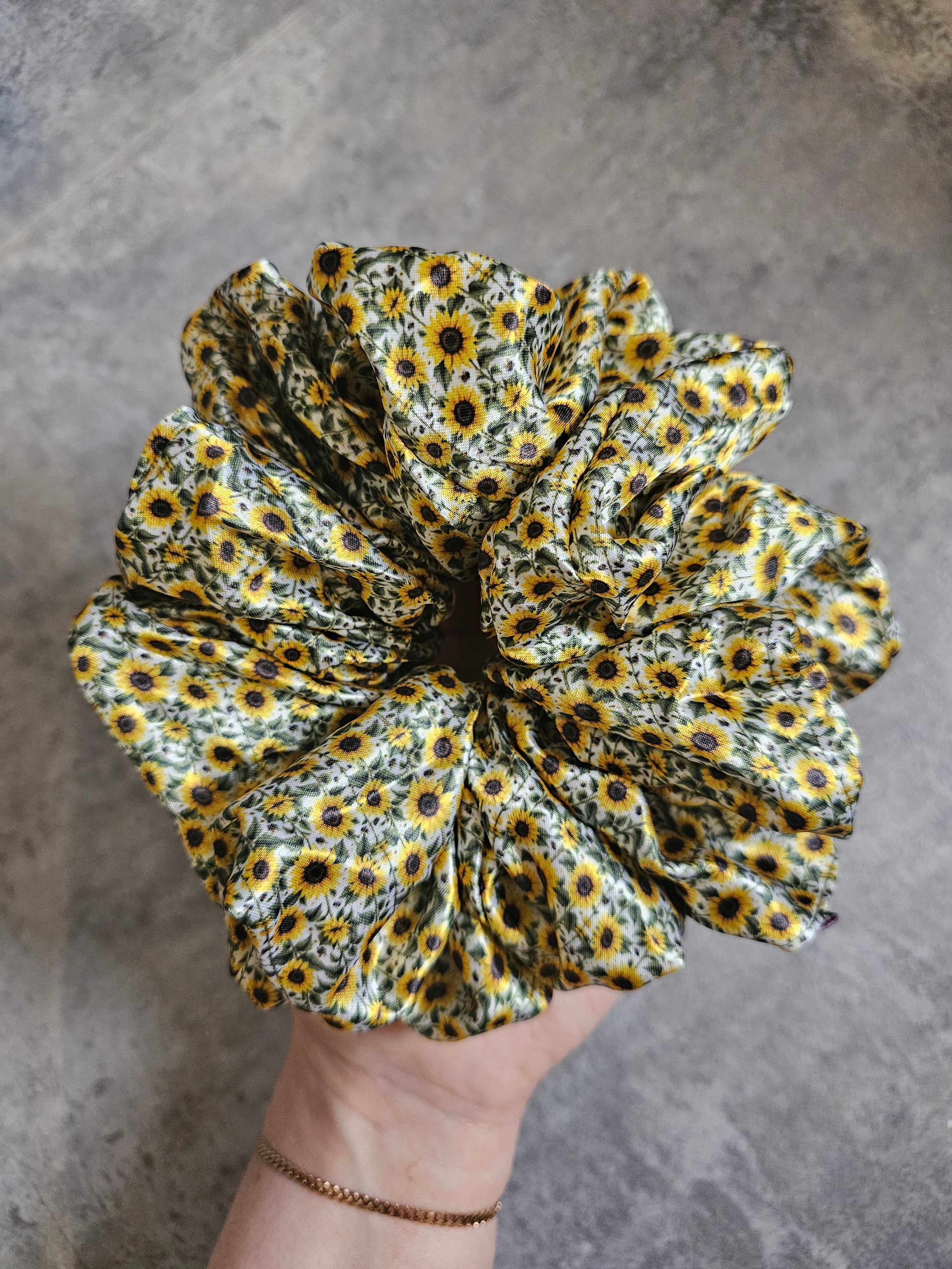 Sunflower Fields XL Satin Hair Scrunchie