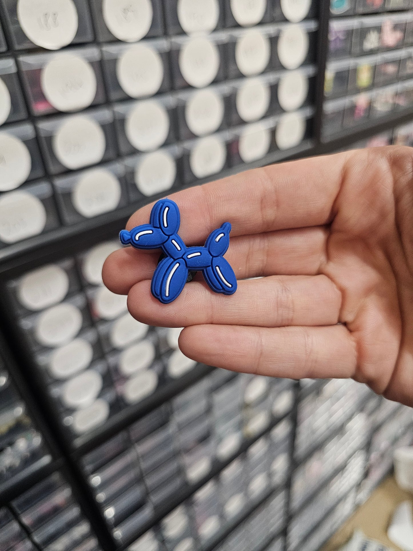 Blue balloon dog shoe charm