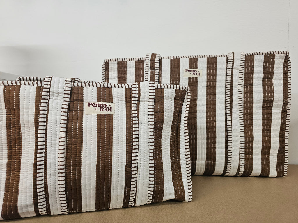 Brown Stripes Collection. Cotton, handmade tote bags