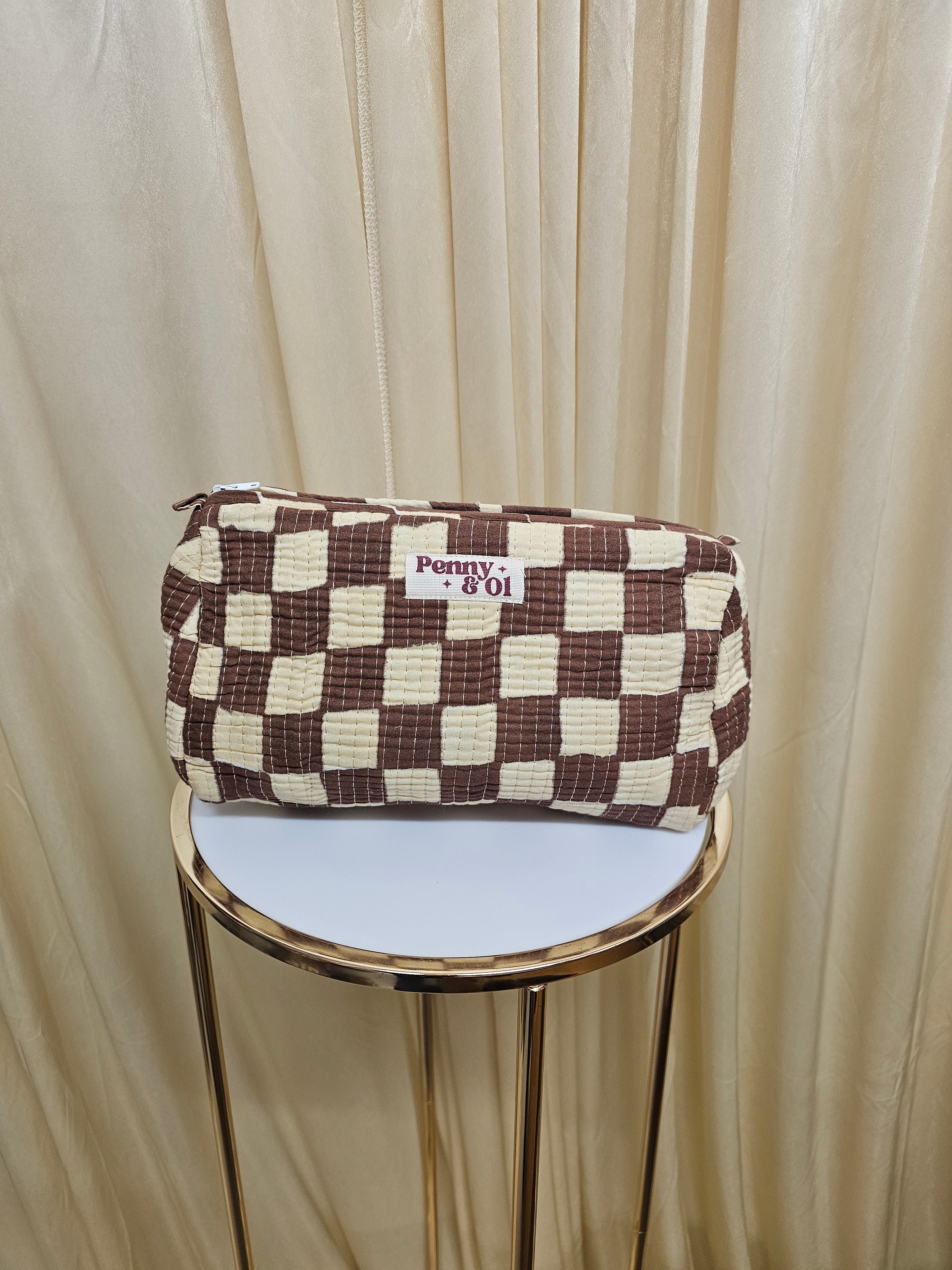 Checkerboard Waterproof Travel Zip Pouch - Penny & Ol