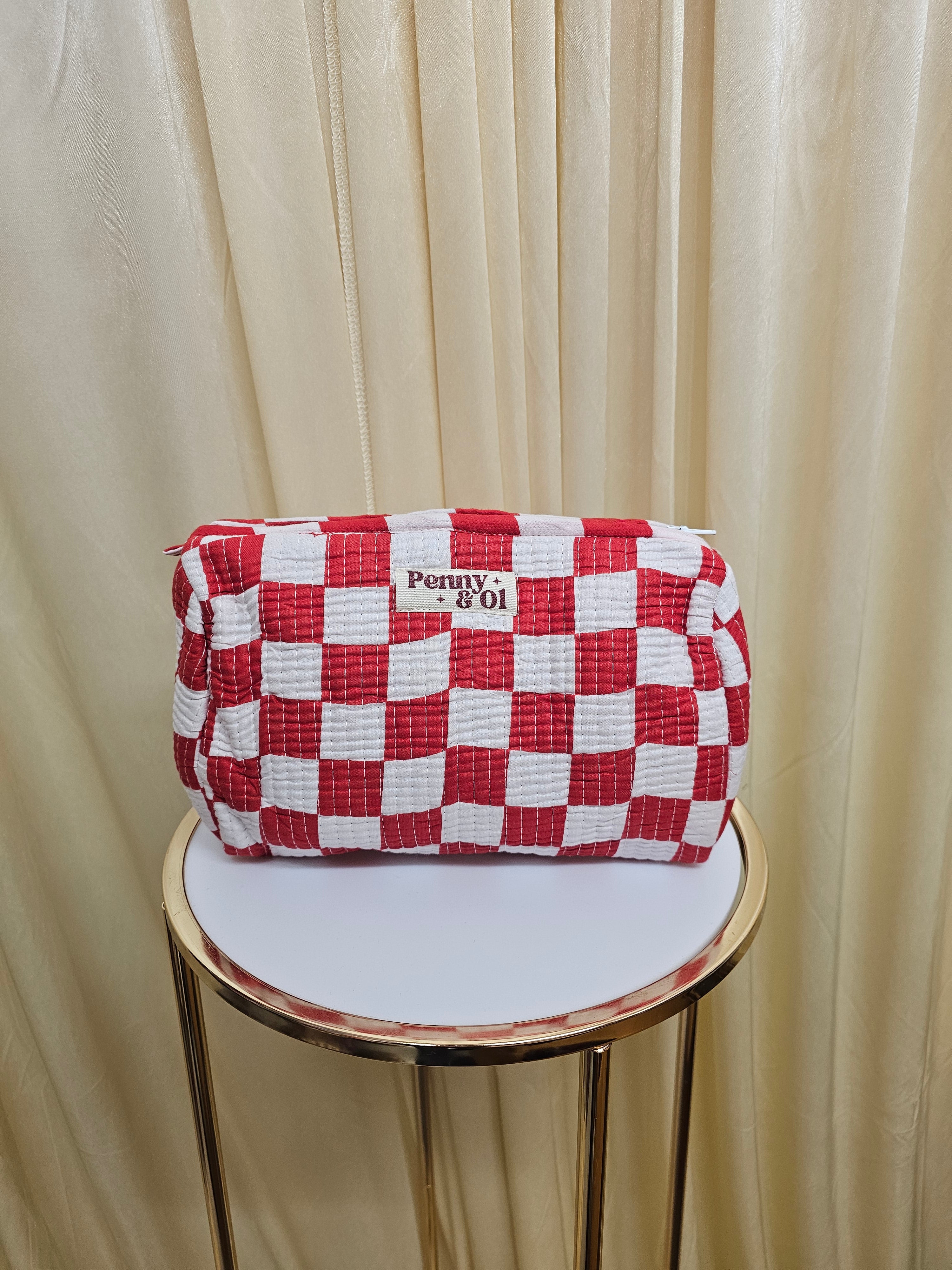 Checkerboard Waterproof Travel Zip Pouch - Penny & Ol