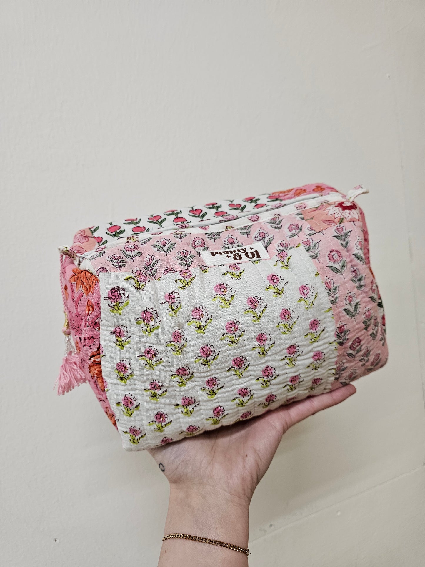 Baby pink patchwork Collection tote bags. Cotton tote bags all sizes