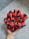 Red And Black Checkerboard XL Satin Hair Scrunchie