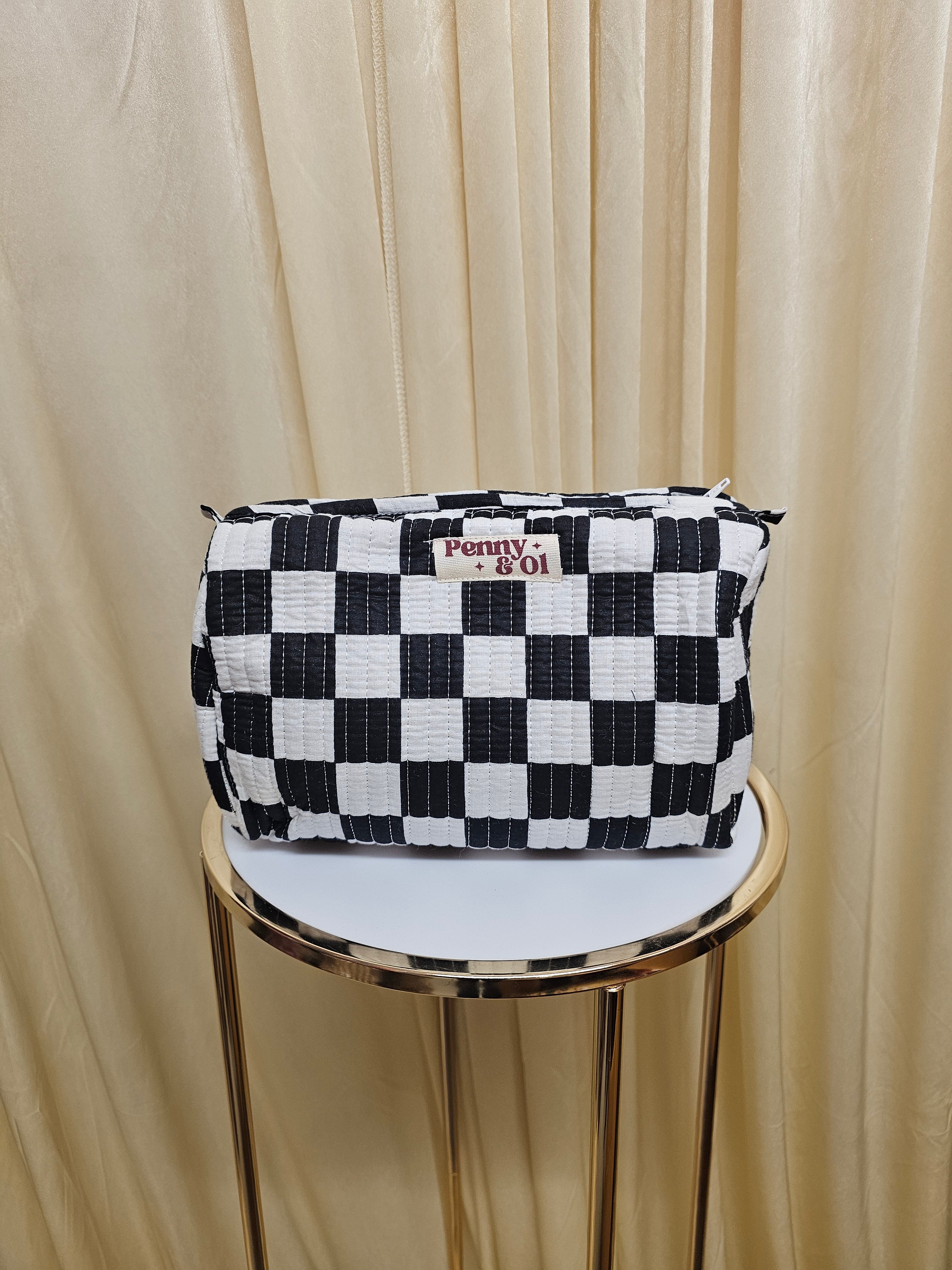Checkerboard Waterproof Travel Zip Pouch - Penny & Ol