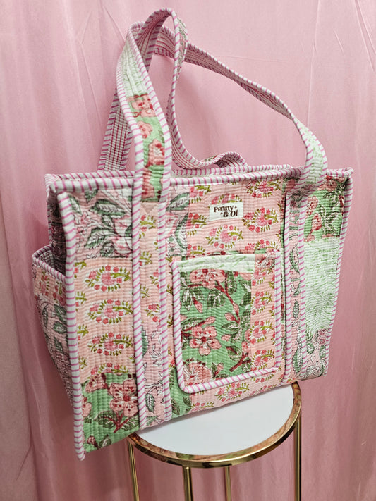 Spring Patchwork travel tote bags.