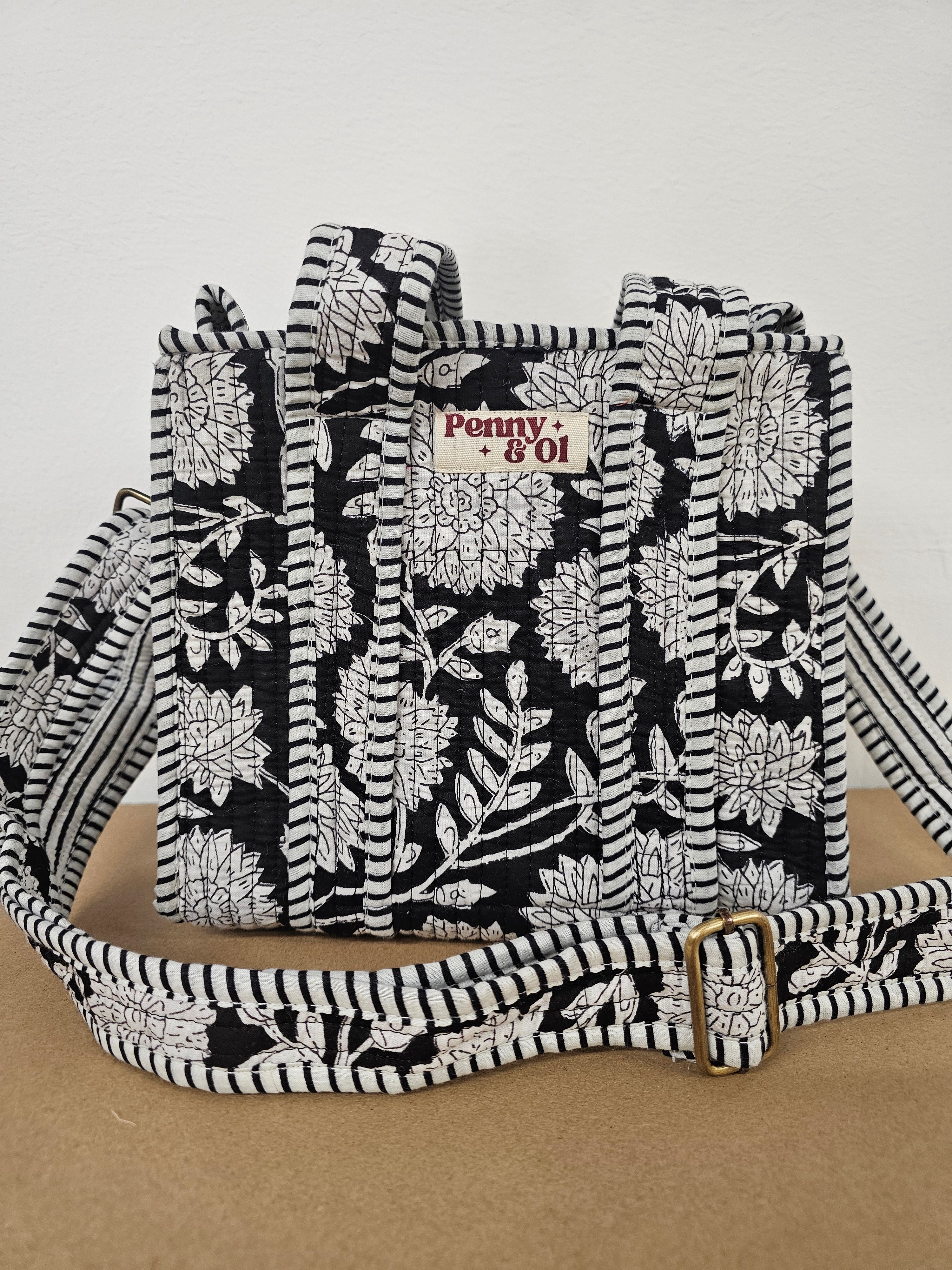 Midnight Blossom Collection, cotton, handmade tote bags