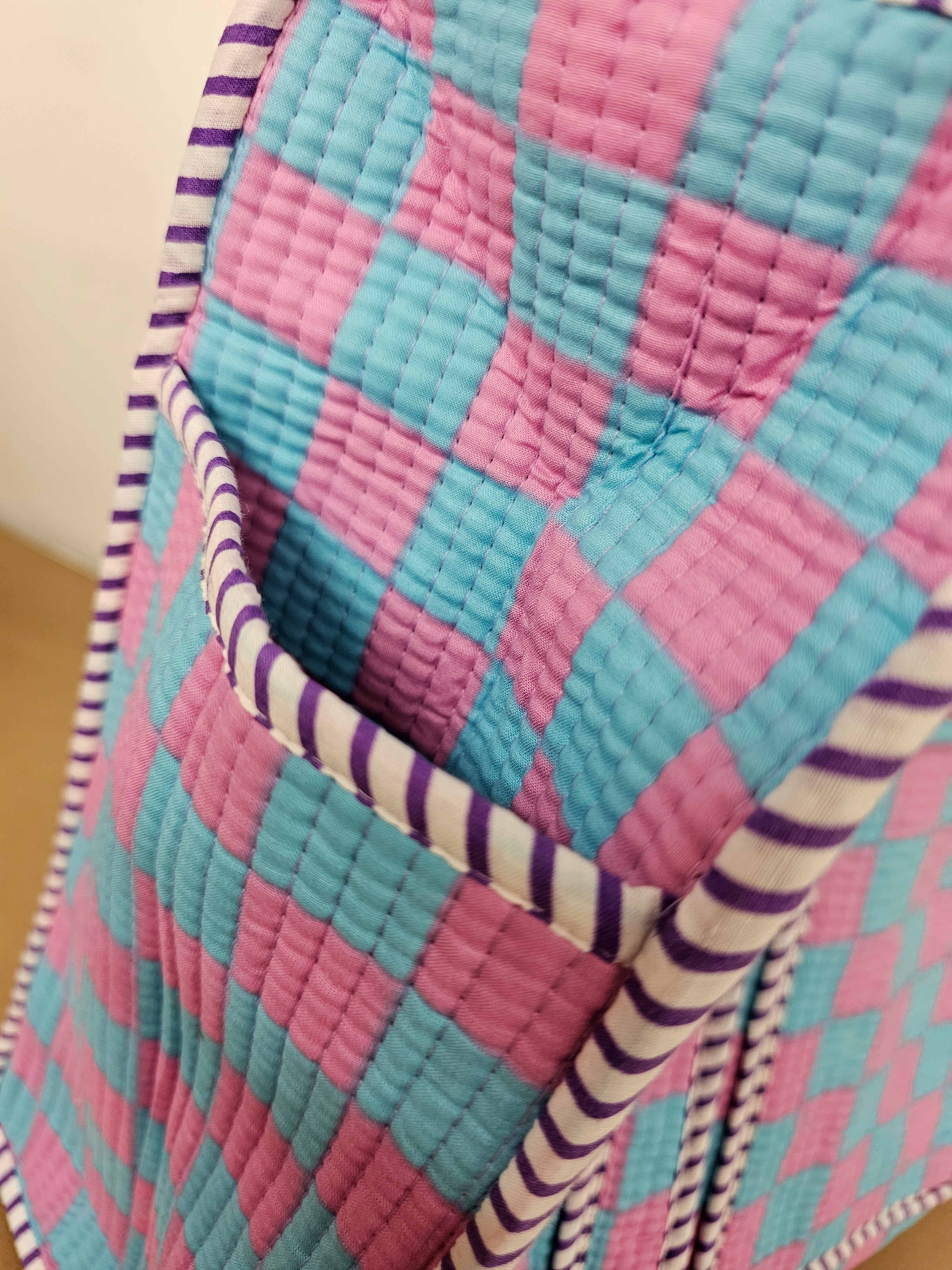 Bubblegum checkerboard collection, tote bags. Cotton tote bags all sizes