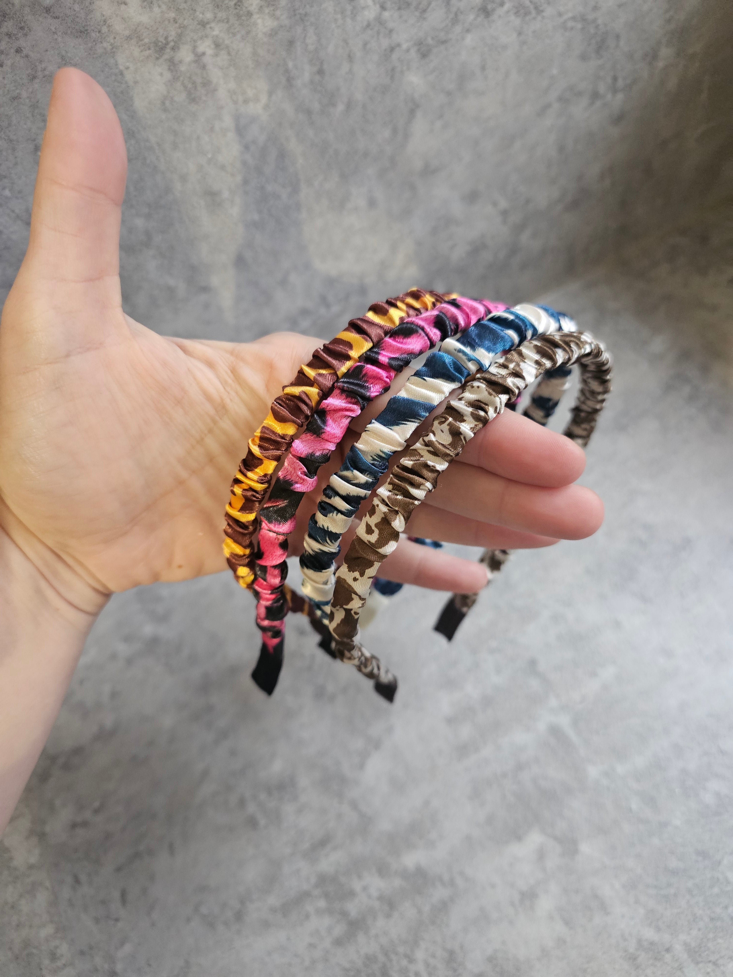 Thin Ruffle Headbands, Custom Print Satin Ruffle Headband, Gift