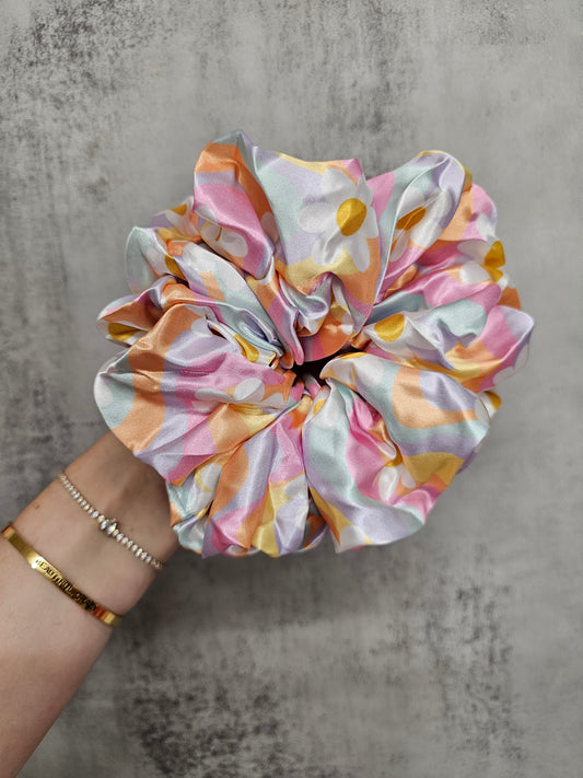 Flower Power XL Satin Hair Scrunchie
