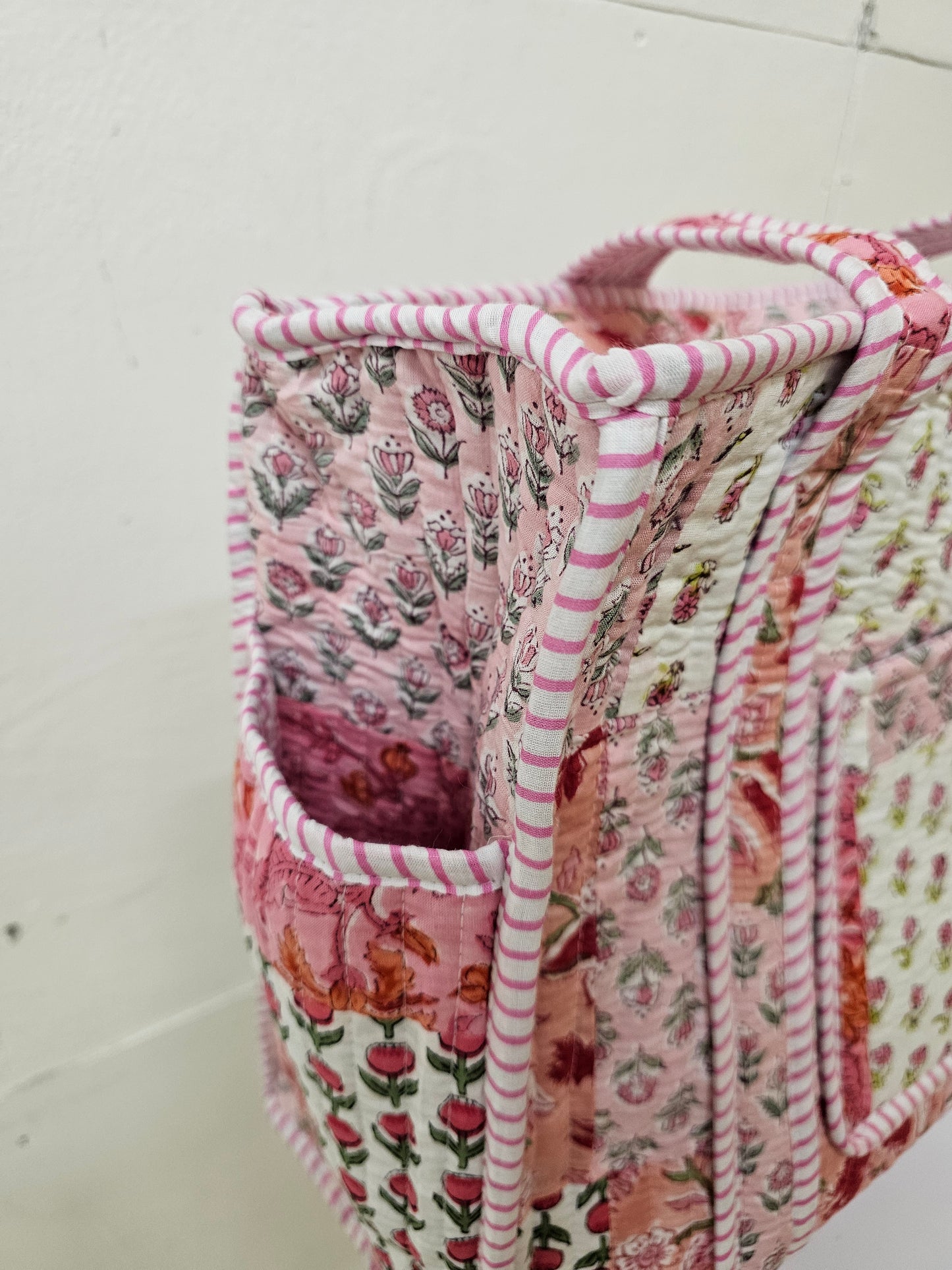 Baby pink patchwork Collection tote bags. Cotton tote bags all sizes