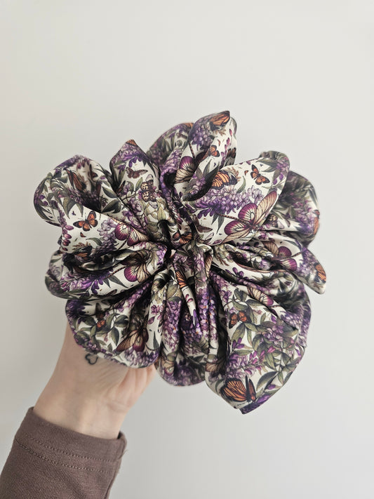 Lavender butterflies, XL Luxury Satin Hair Scrunchie