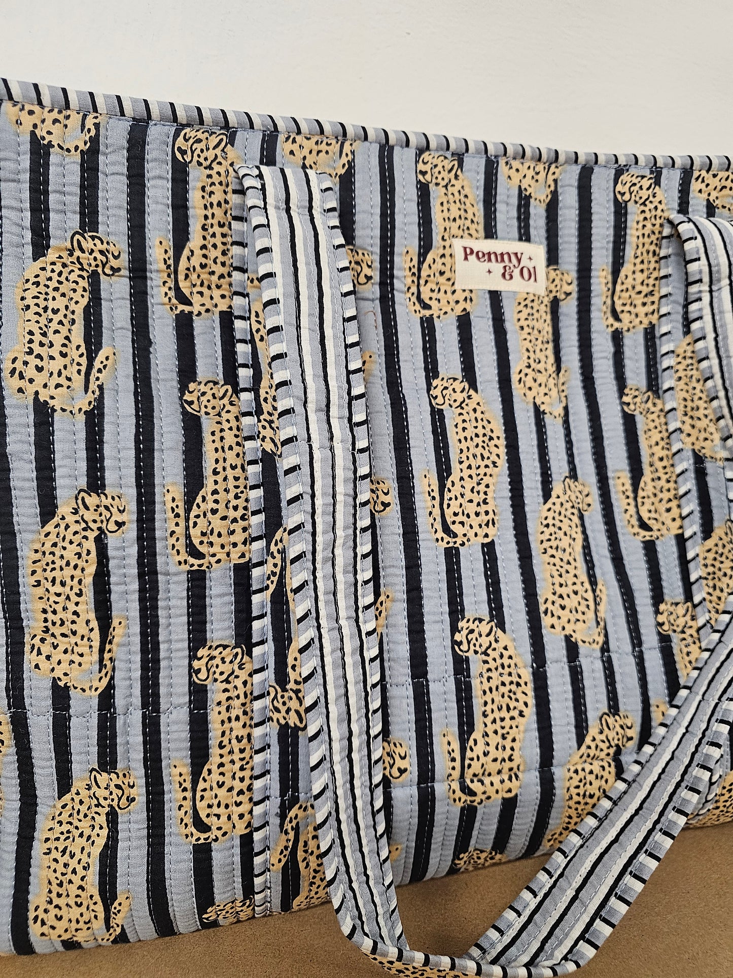 Grey Striped Leopard Collection, cotton tote bags, handmade tote.