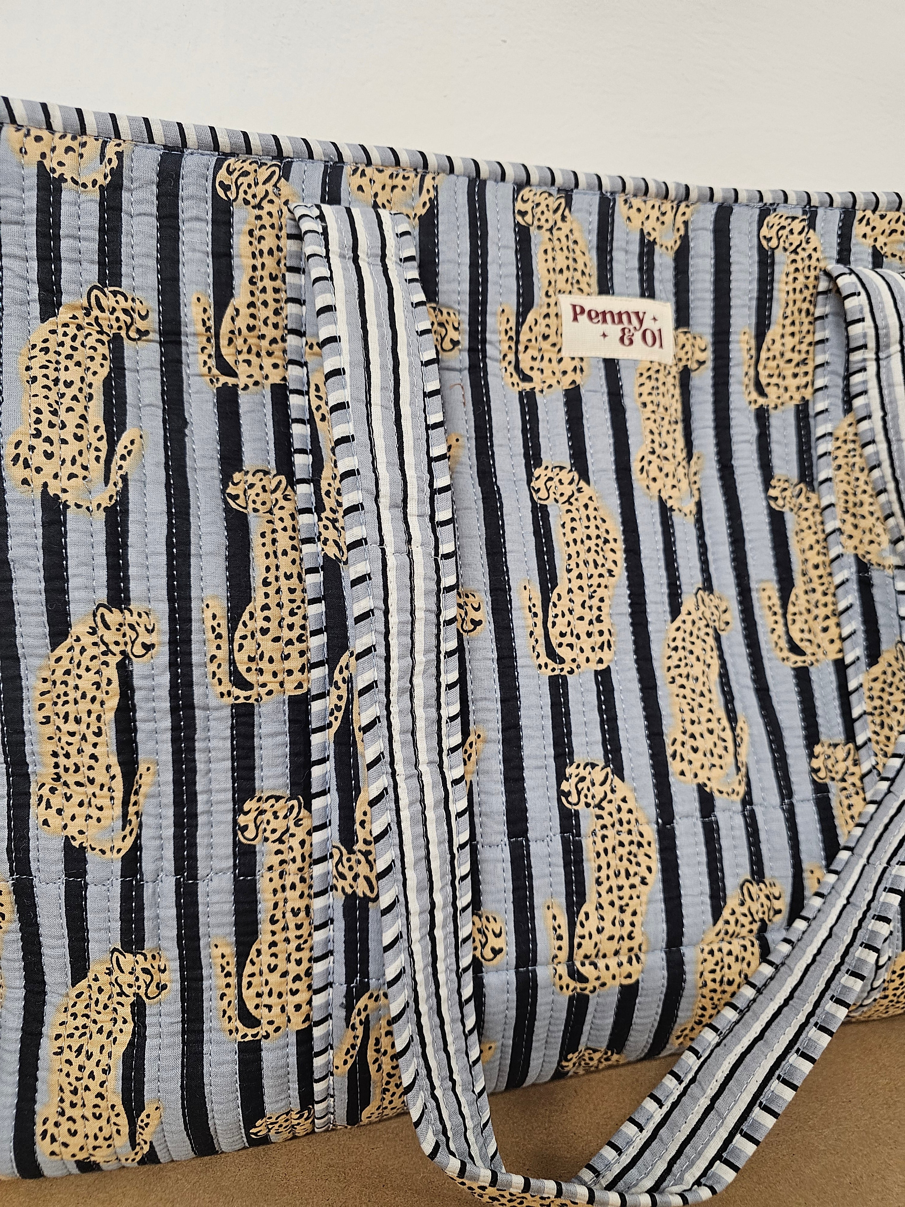 Grey Striped Leopard Collection, cotton tote bags, handmade tote.