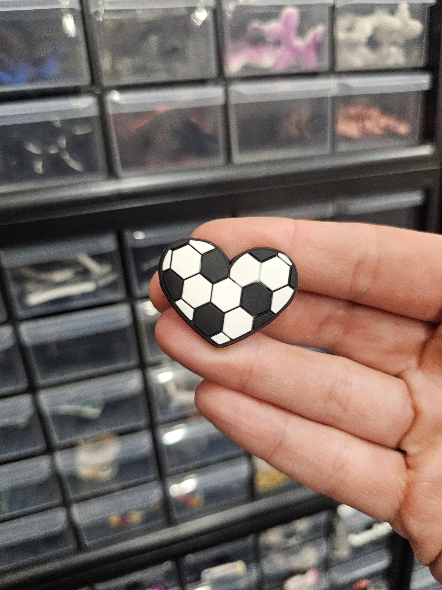 Footballer heart shoe charm