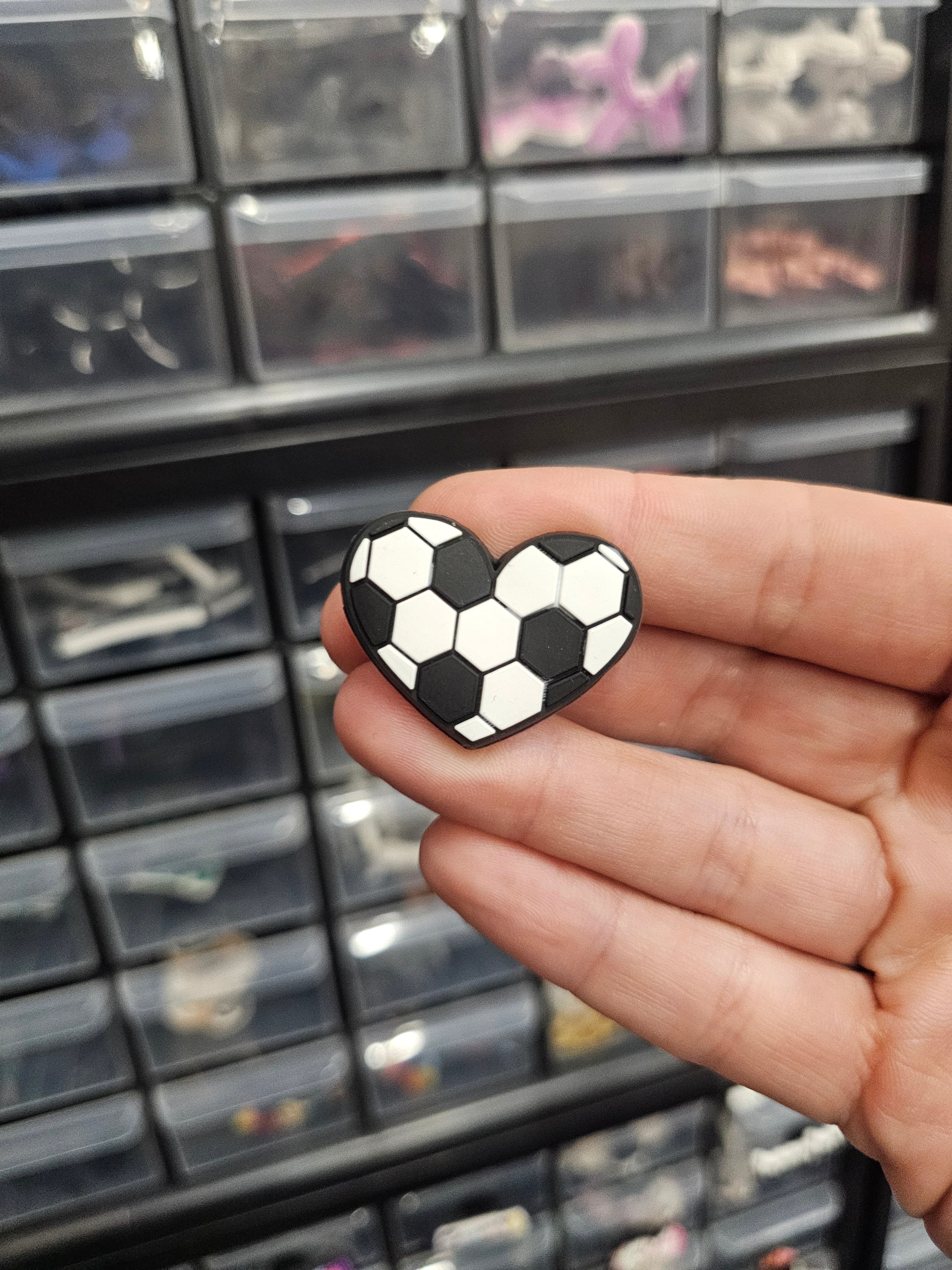 Footballer heart shoe charm
