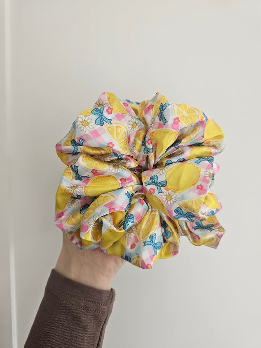 Summer Lemons XL Satin Hair Scrunchie