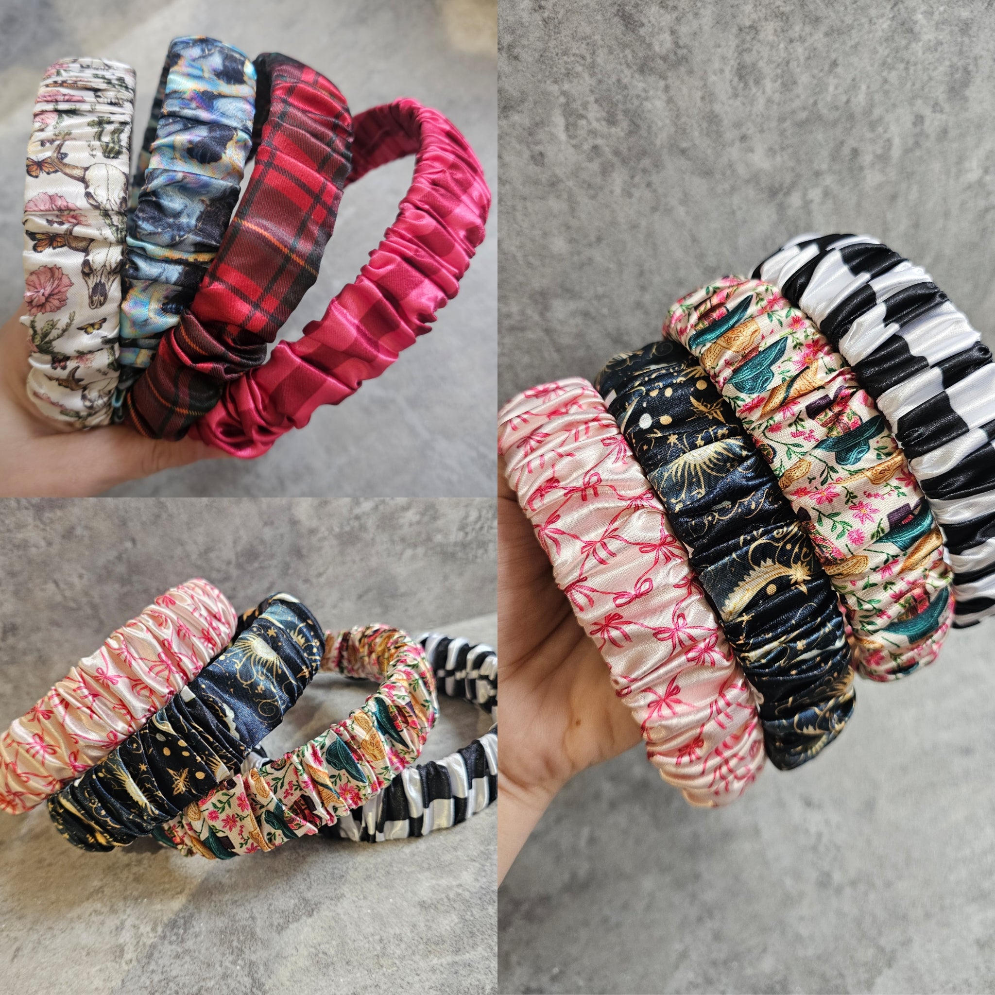 Thick Ruffle Headbands, Custom Print Satin Ruffle Headband, Gift