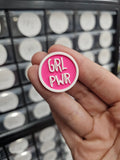 Grl pwr, pink circle shoe charm