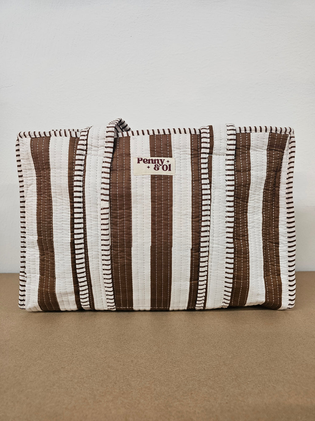 Brown Stripes Collection. Cotton, handmade tote bags