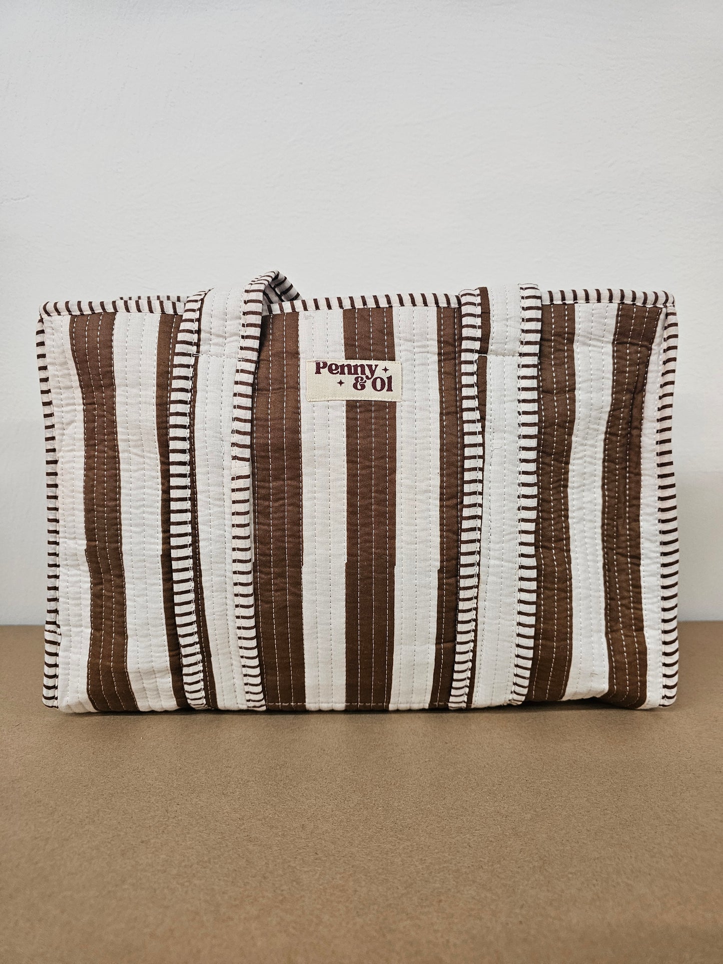 Brown Stripes Collection. Cotton, handmade tote bags