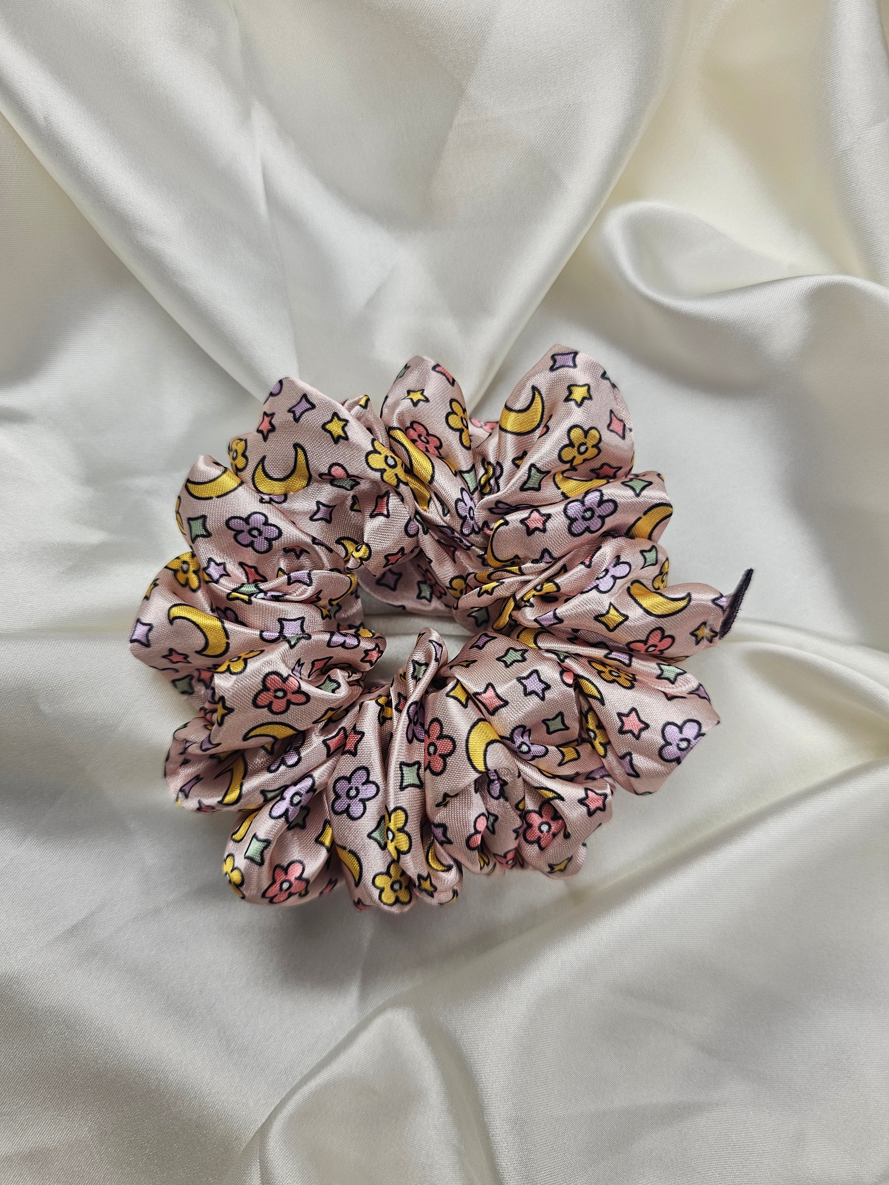 Pink Magic Midi Satin Hair Scrunchie