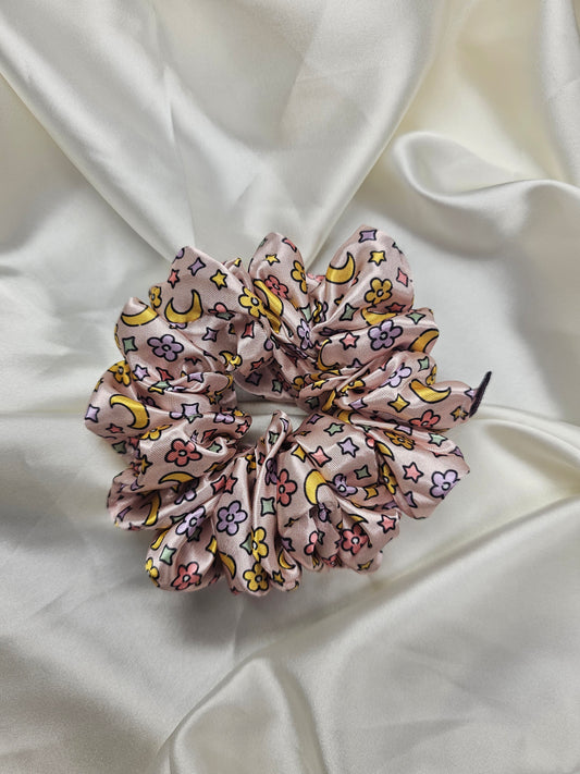 Pink Magic Midi Satin Hair Scrunchie