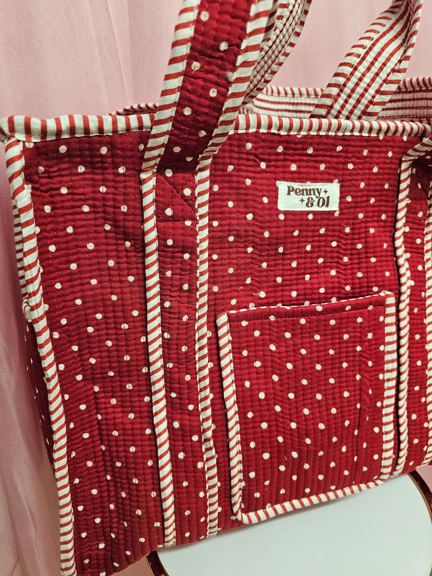 Red Polka Dot collection, tote bags. Cotton tote bags all sizes.