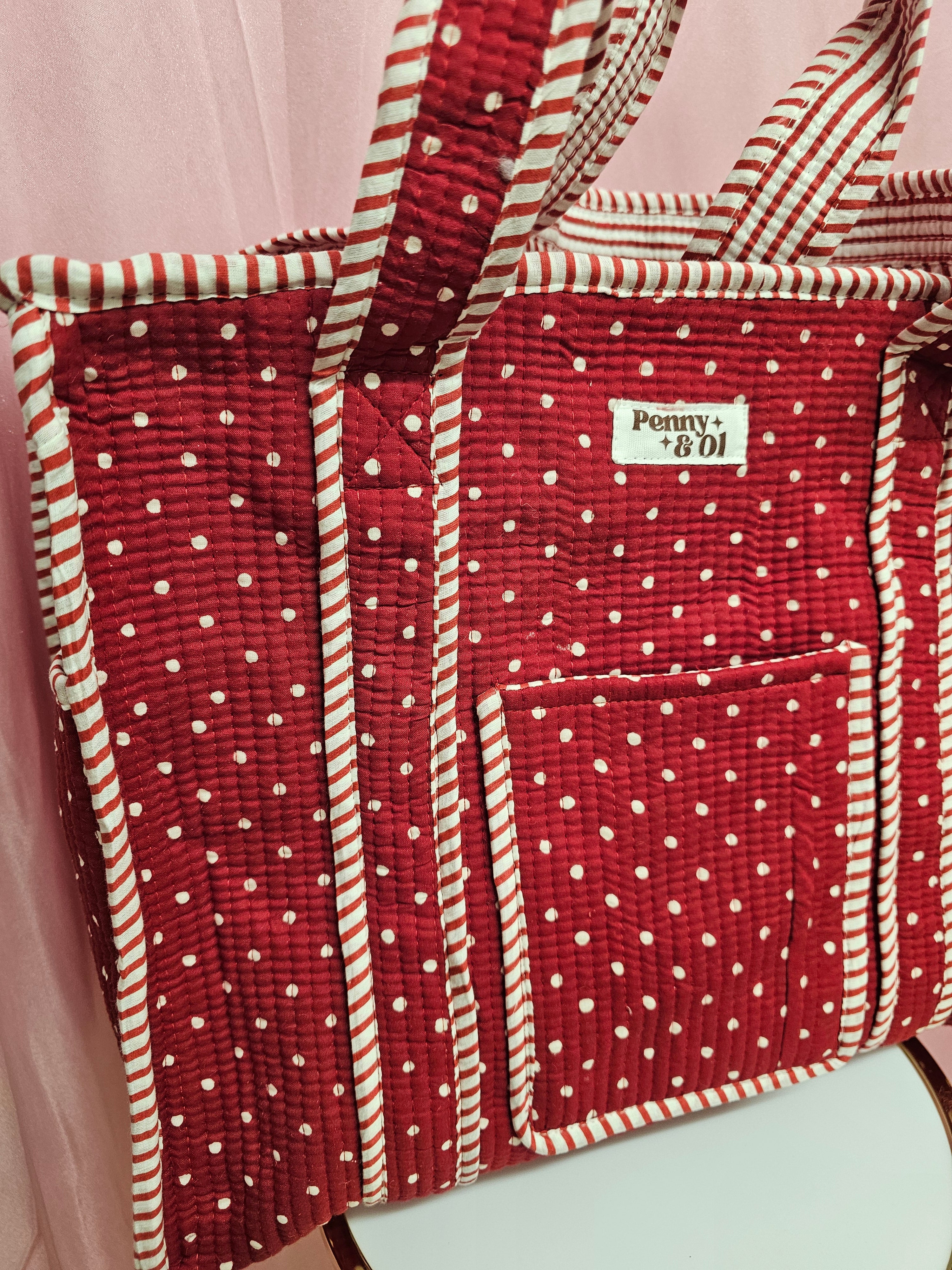 Red Polka Dot collection, tote bags. Cotton tote bags all sizes.