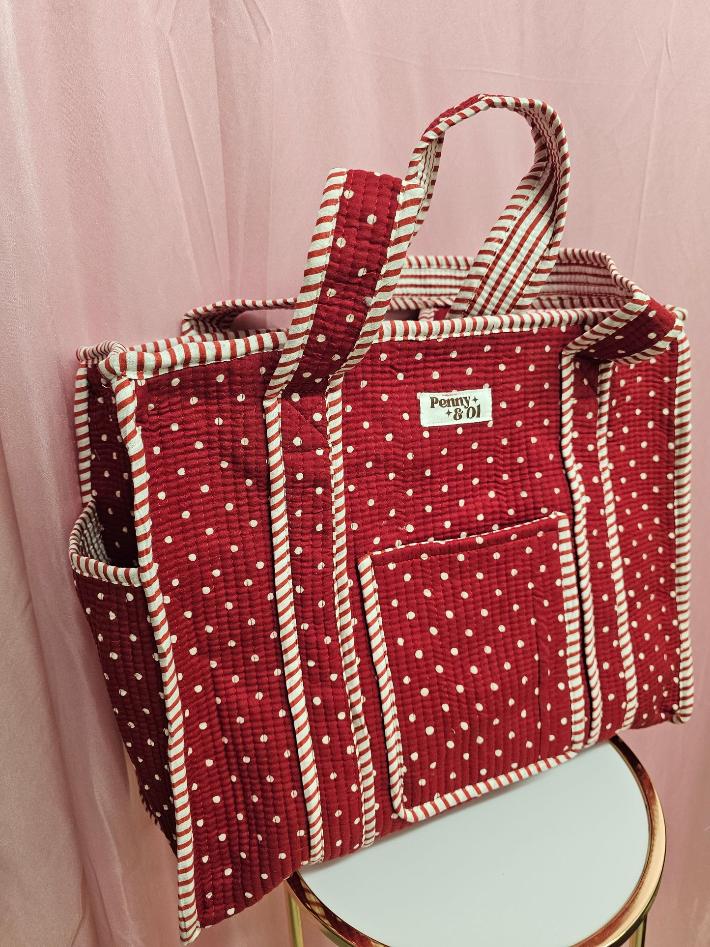 Red Polka Dot collection, tote bags. Cotton tote bags all sizes.